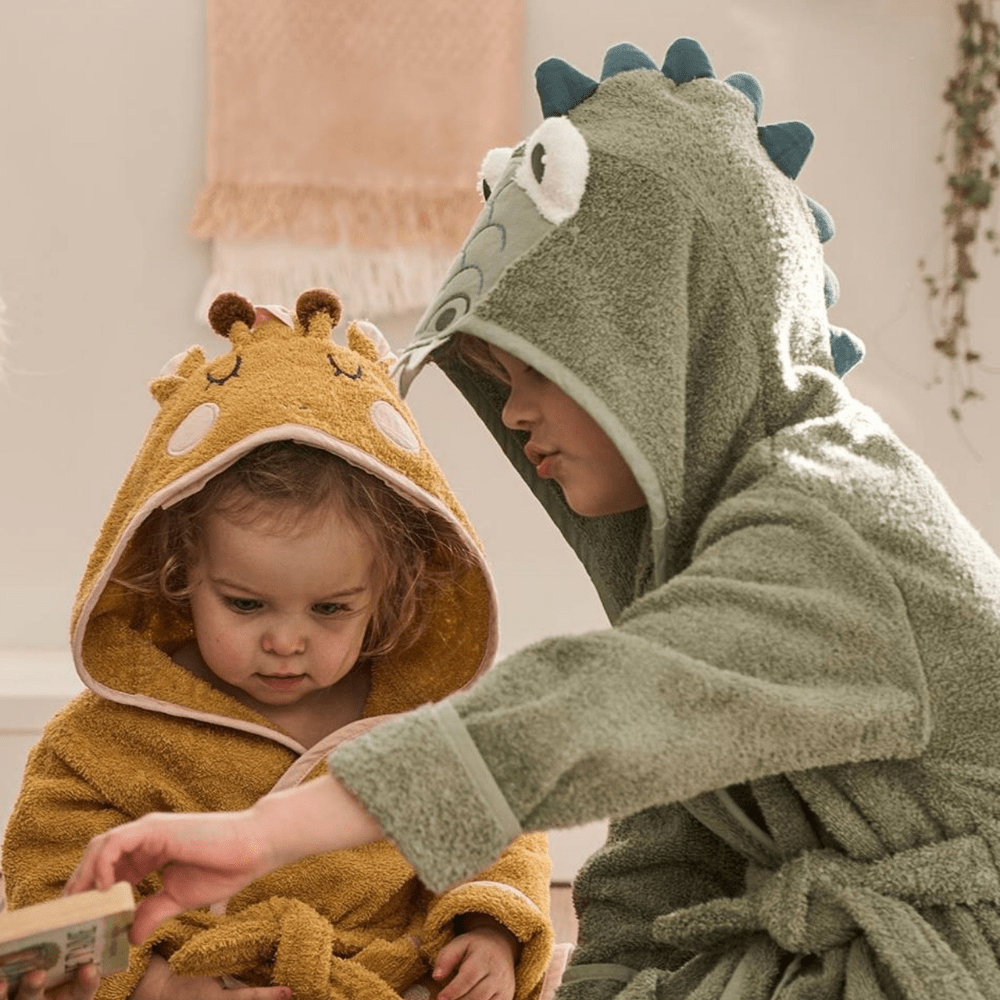 Kapüşonlu Pamuklu Çocuk Bornozu Zürafa Model